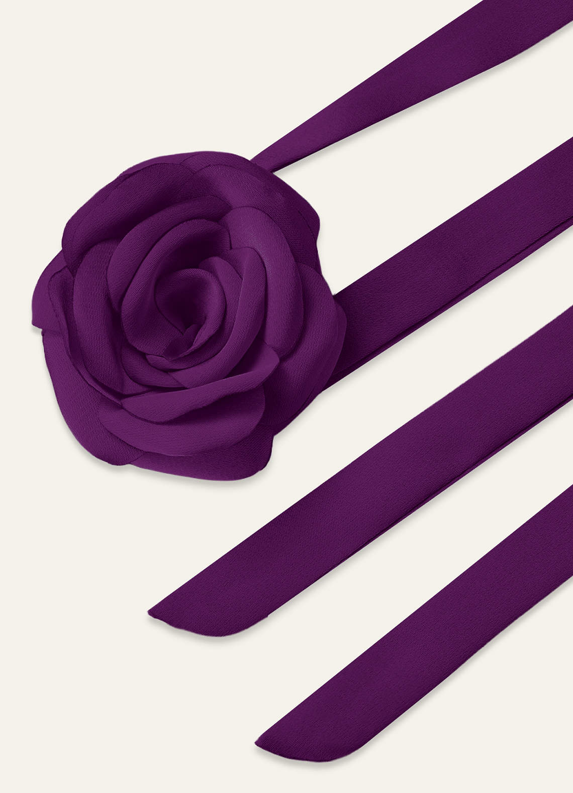 Matching Color Chiffon Rose Flower Rope Necklace — Grape — 图 187/200