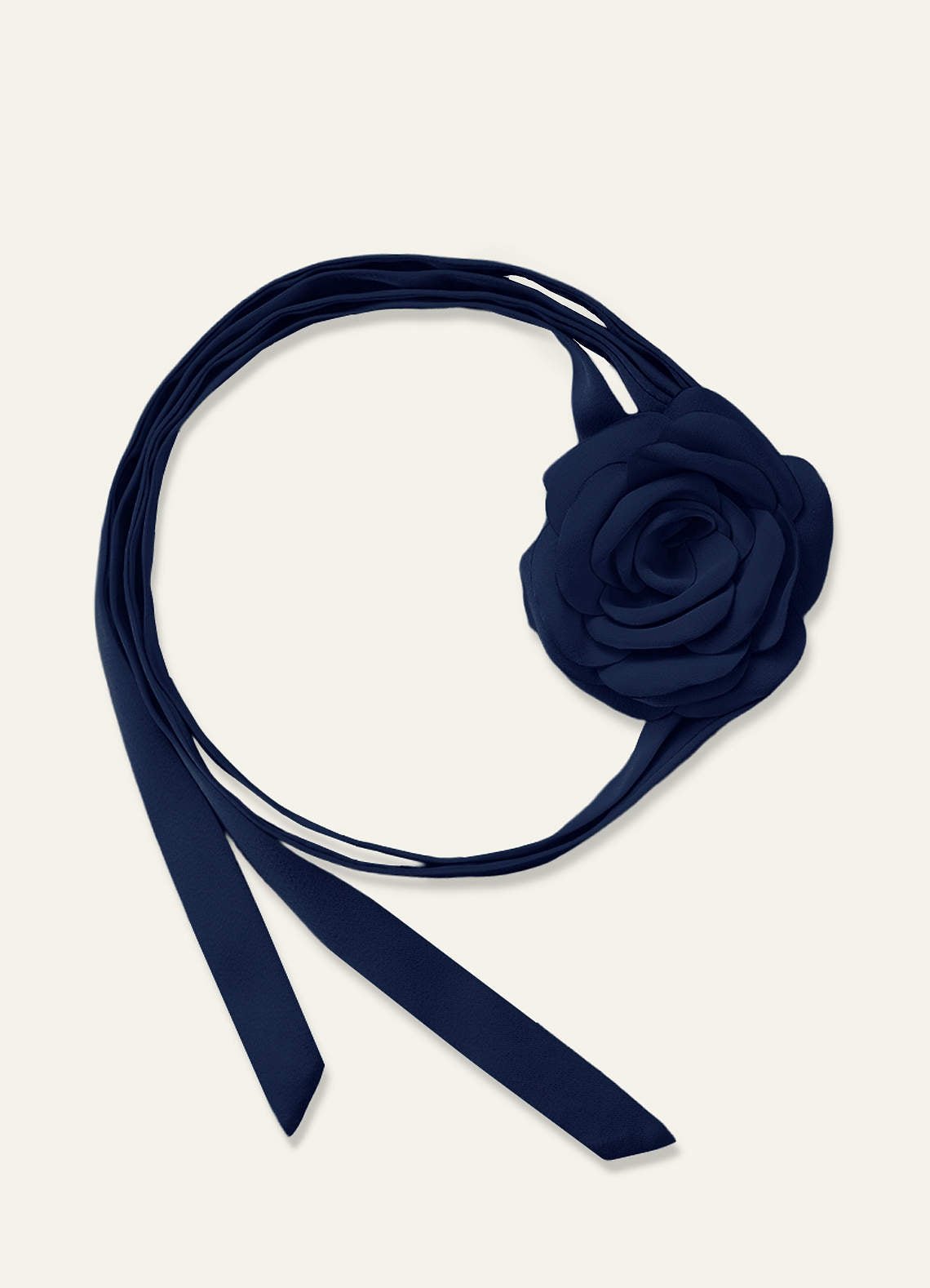Matching Color Chiffon Rose Flower Rope Necklace — Dark Navy — 图 17/200