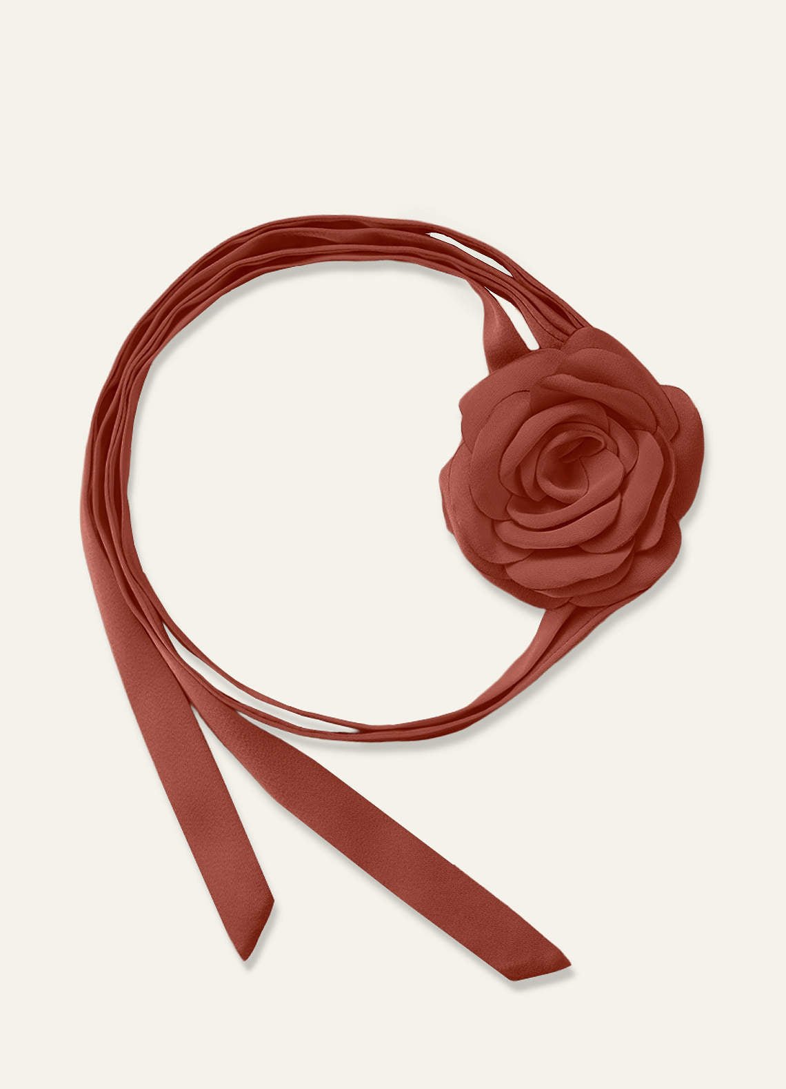 Matching Color Chiffon Rose Flower Rope Necklace — Auburn — 图 33/200