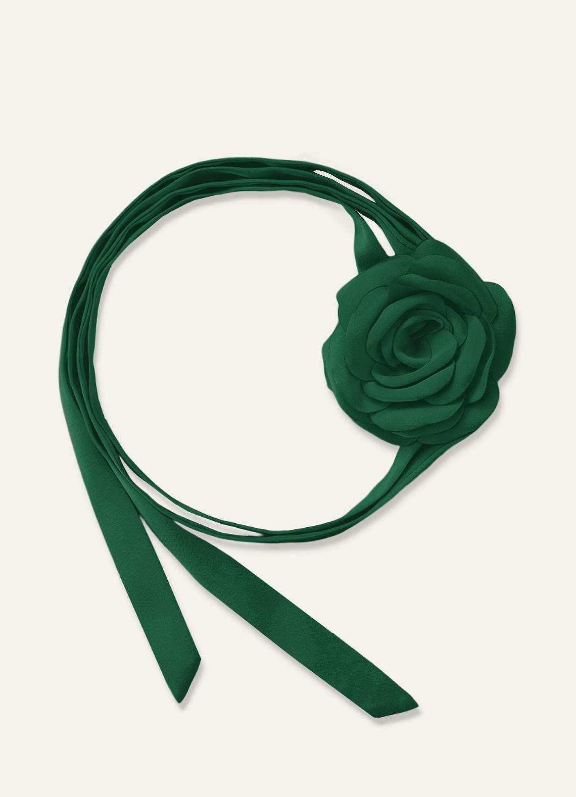 Matching Color Chiffon Rose Flower Rope Necklace — Dark Green — 图 9/200