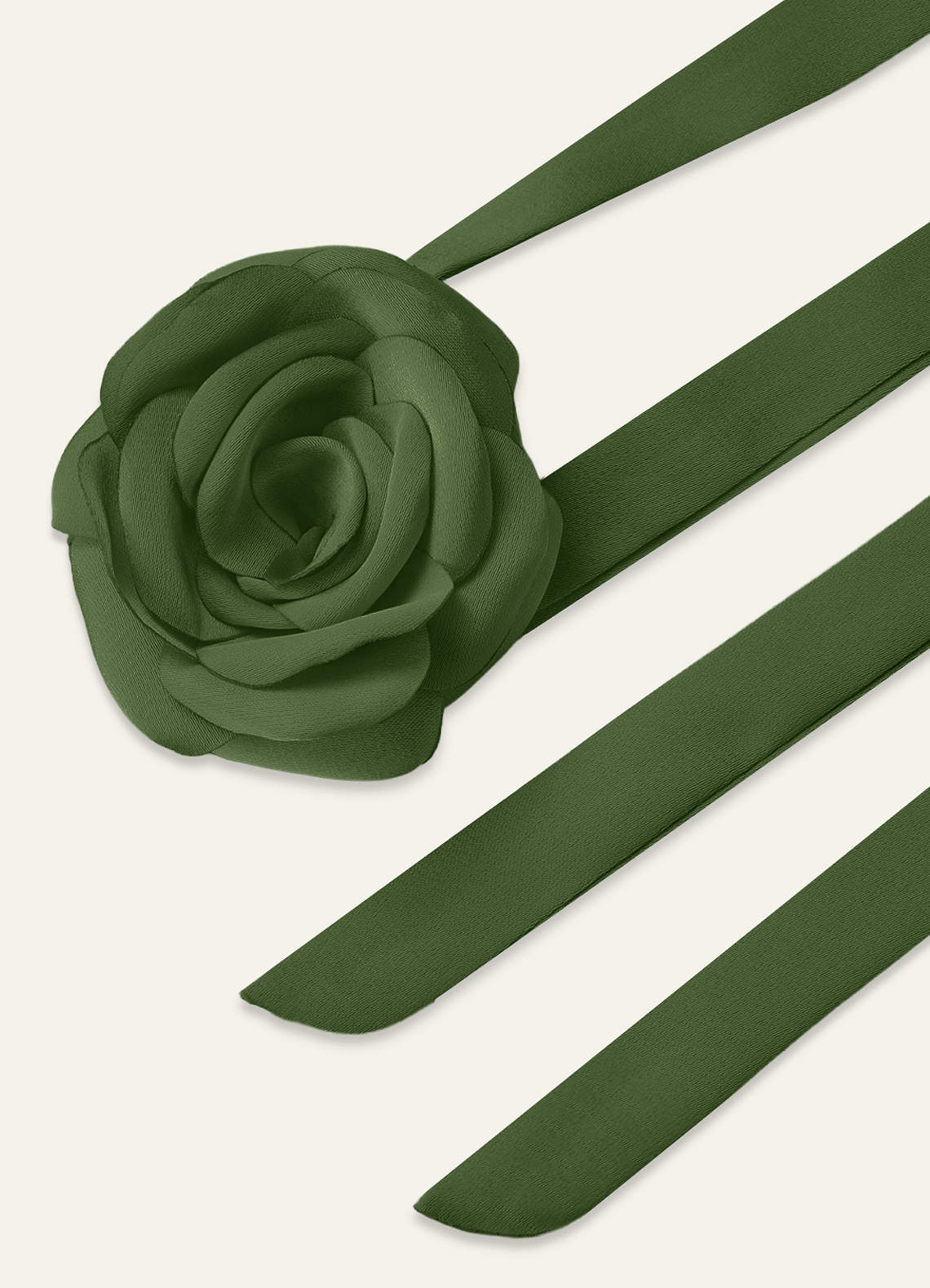 Matching Color Chiffon Rose Flower Rope Necklace — Olive — 图 167/200