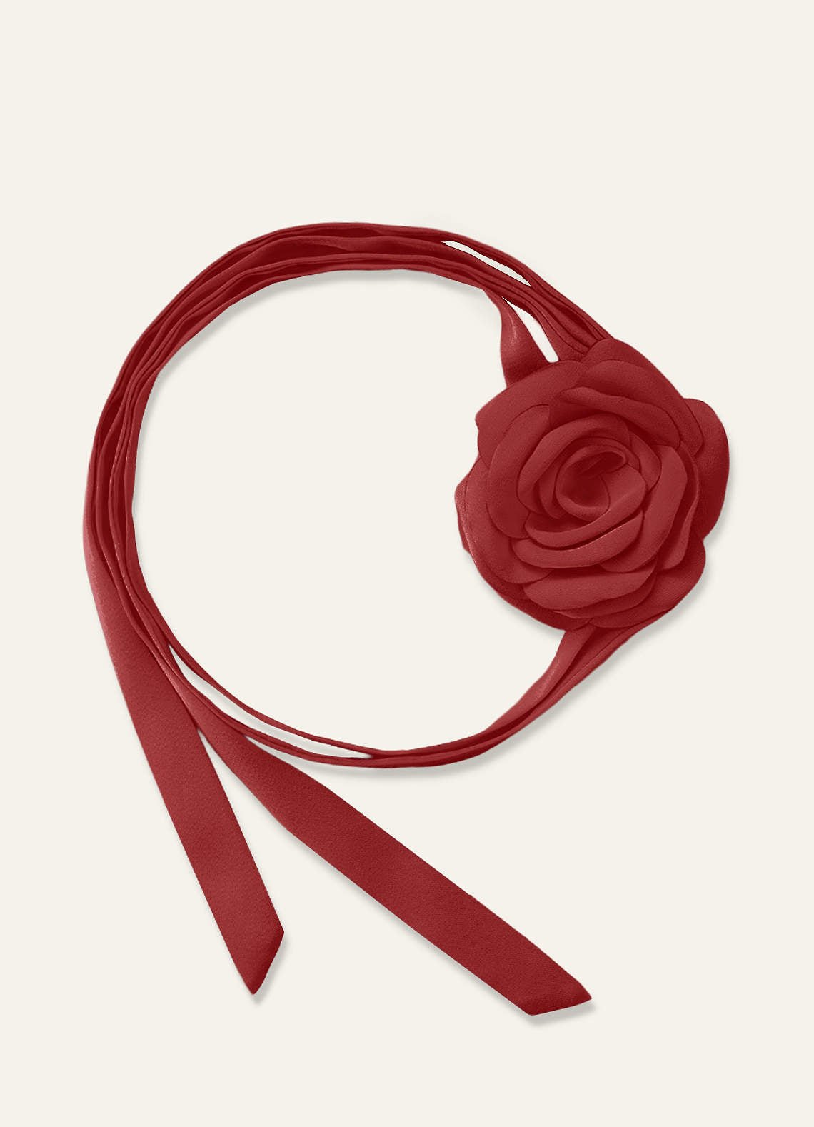 Matching Color Chiffon Rose Flower Rope Necklace — Rust — 图 30/200
