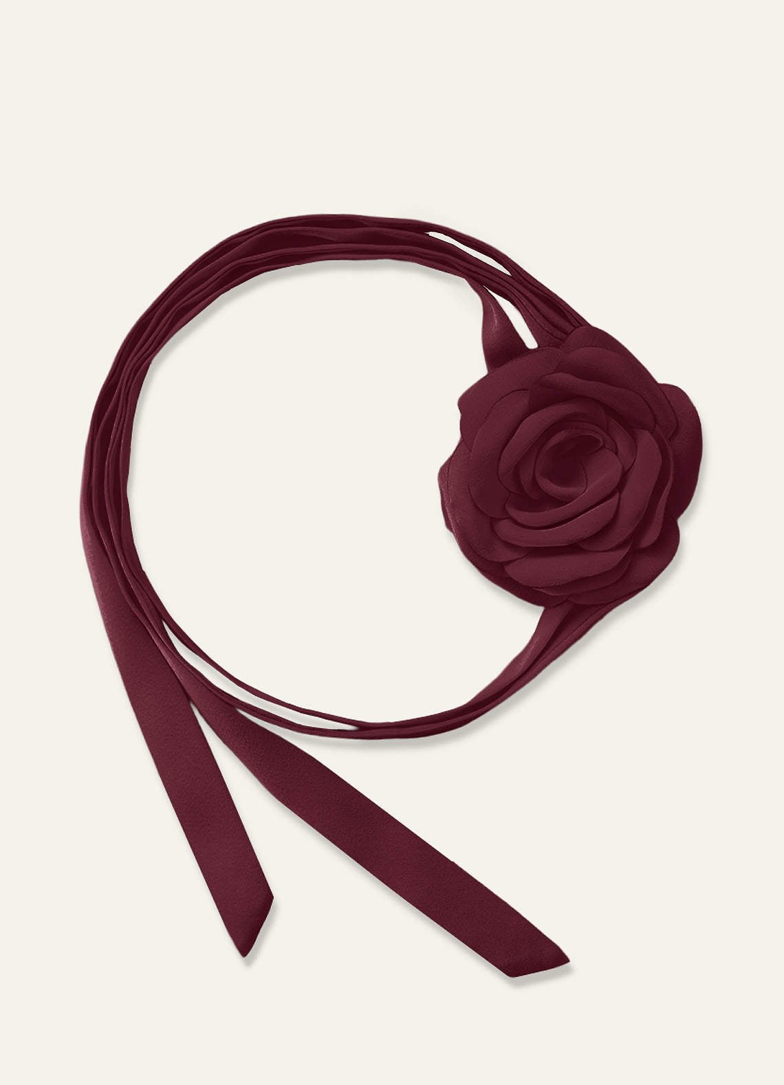 Matching Color Chiffon Rose Flower Rope Necklace — Cabernet — 图 32/200