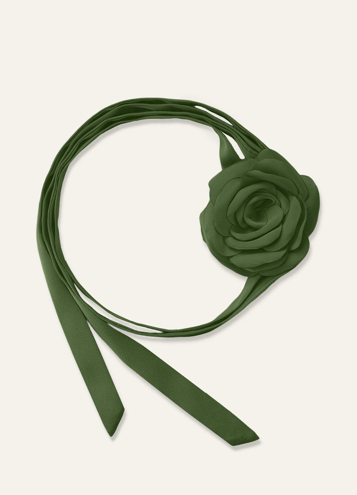 Matching Color Chiffon Rose Flower Rope Necklace — Olive — 图 7/200