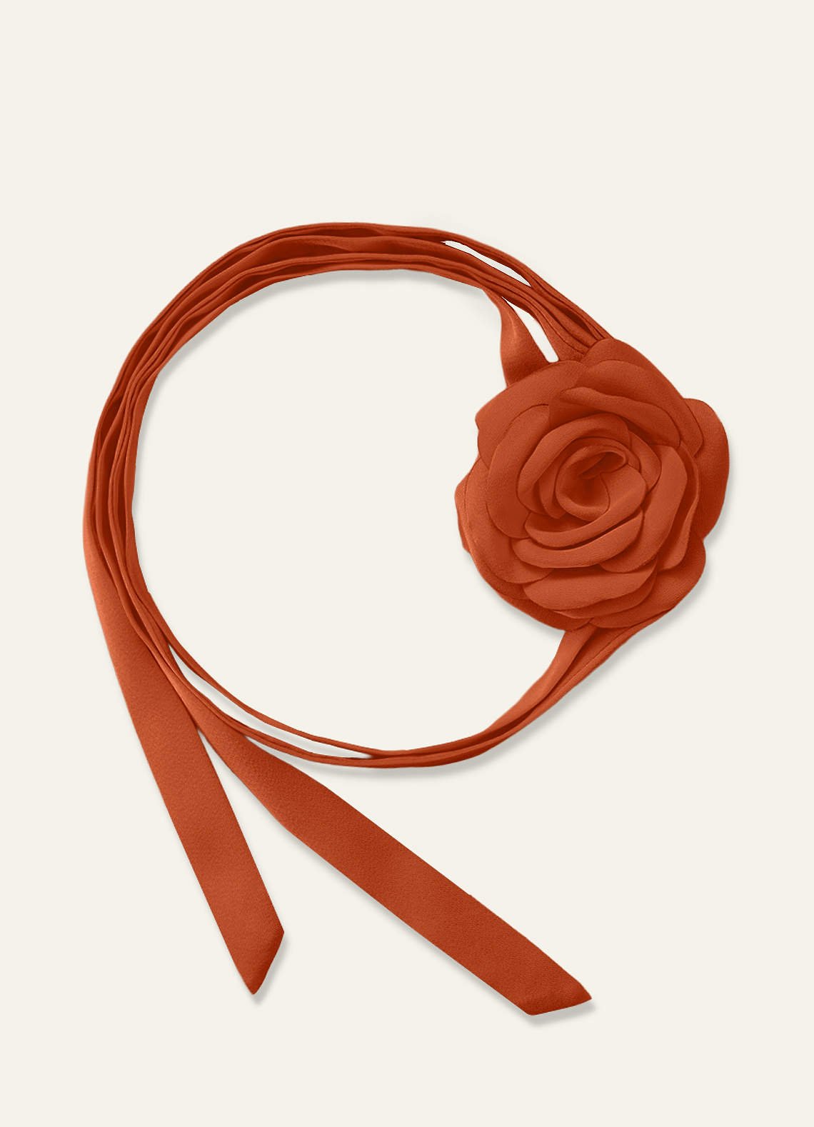 Matching Color Chiffon Rose Flower Rope Necklace — Burnt Orange — 图 34/200