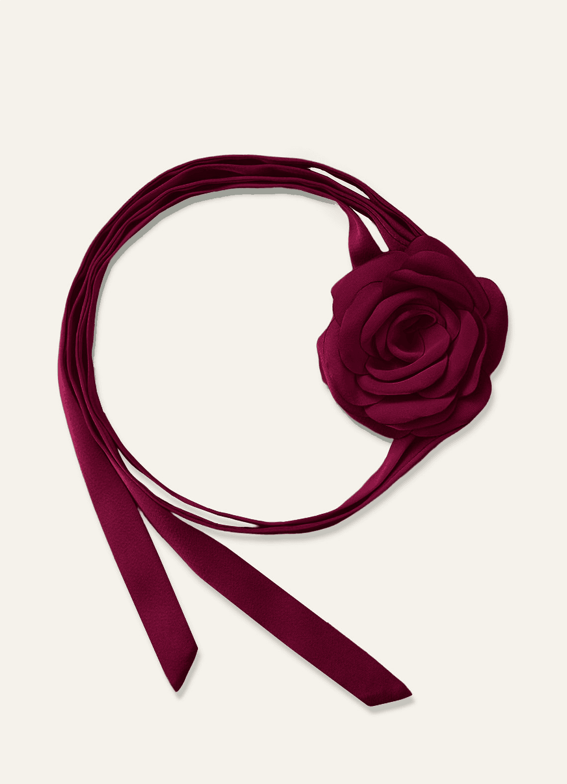 Matching Color Chiffon Rose Flower Rope Necklace — Burgundy — 图 31/200