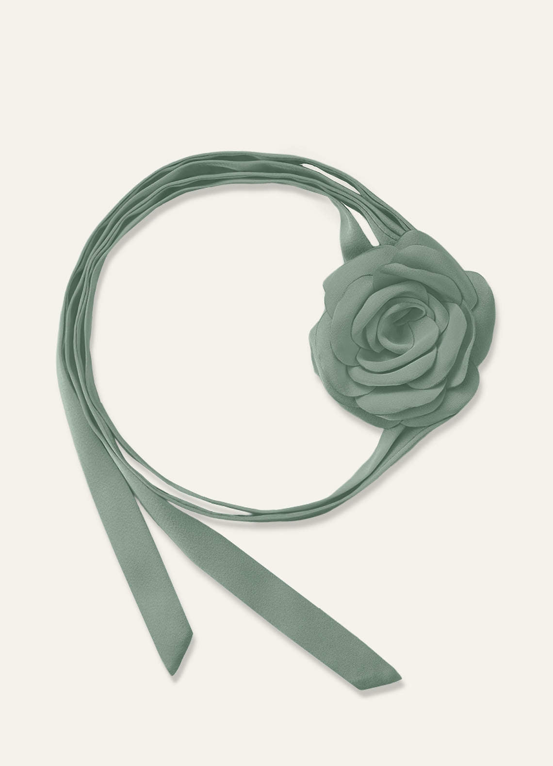 Matching Color Chiffon Rose Flower Rope Necklace — Silver Sage — 图 3/200