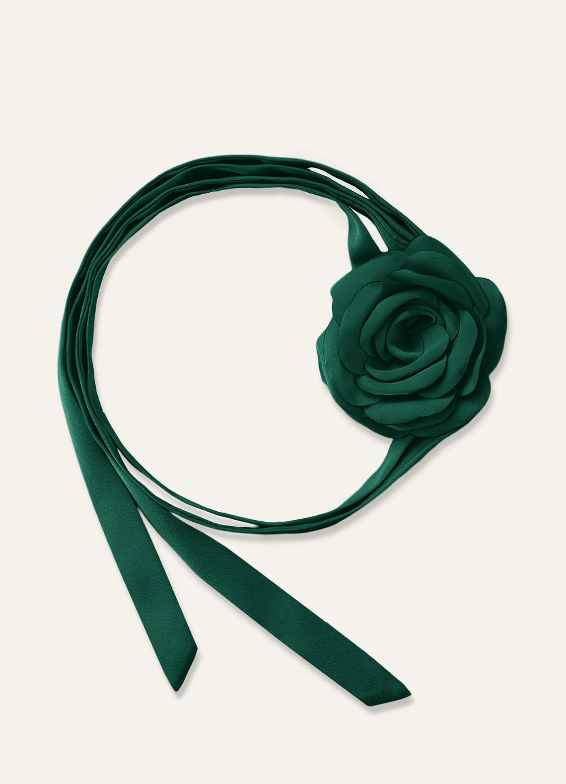 Matching Color Chiffon Rose Flower Rope Necklace — Emerald — 图 11/200