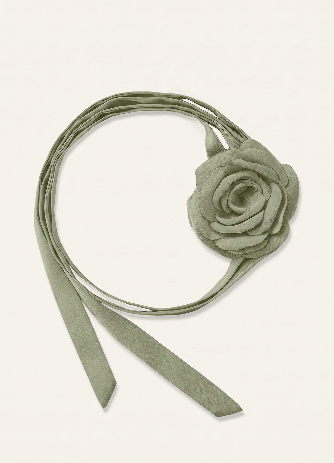 Matching Color Chiffon Rose Flower Rope Necklace — Pistachio — 图 6/200