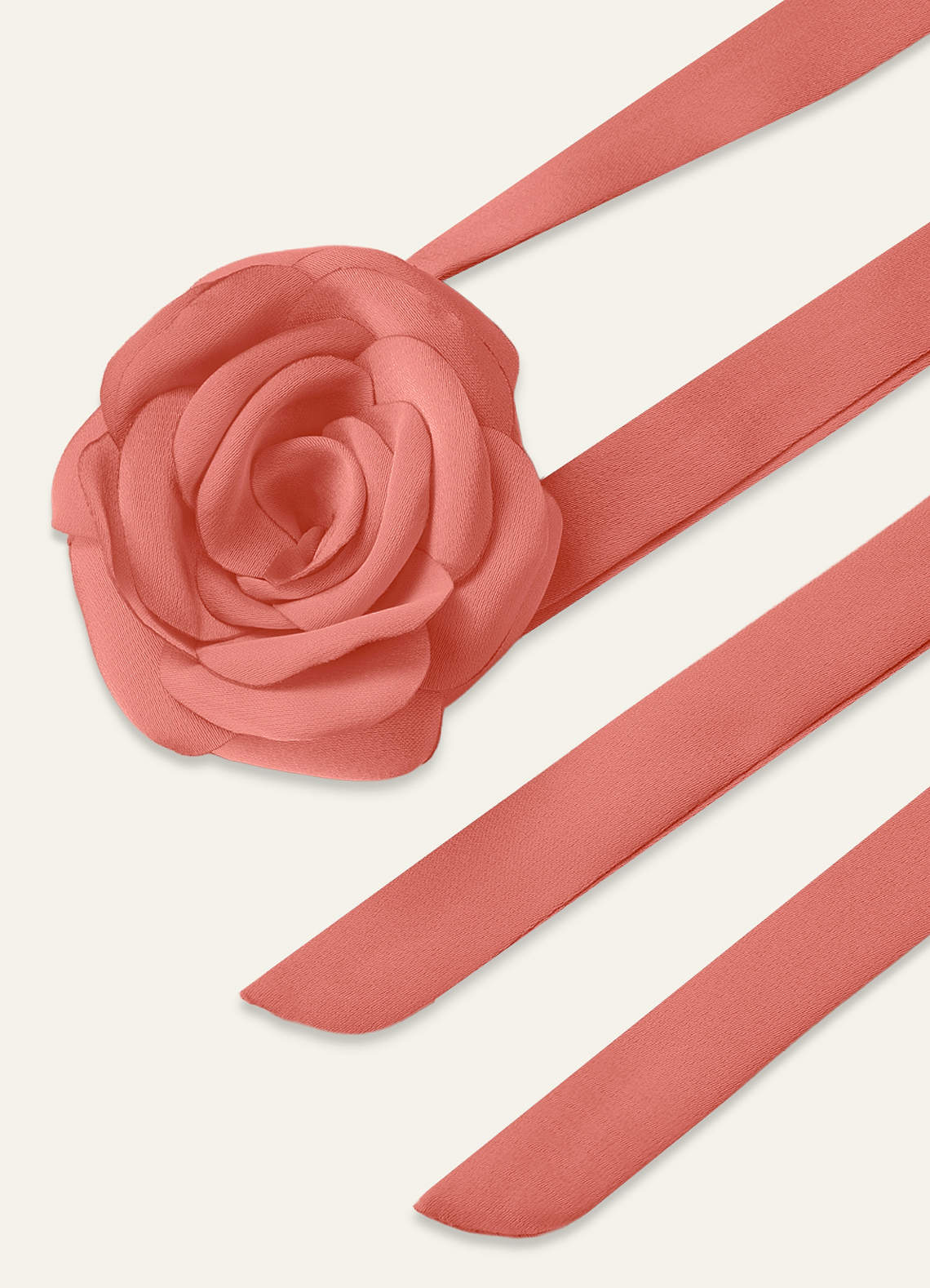 Matching Color Chiffon Rose Flower Rope Necklace — Salmon Pink — 图 181/200