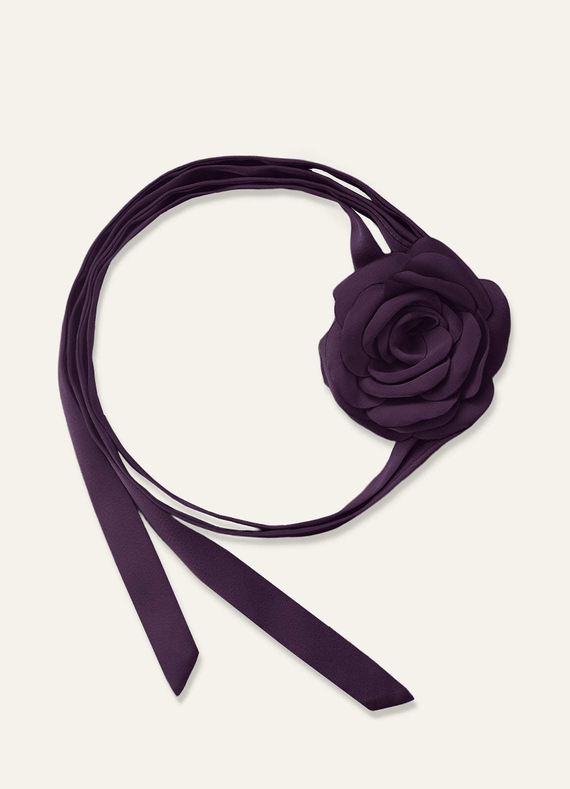Matching Color Chiffon Rose Flower Rope Necklace — Plum — 图 28/200
