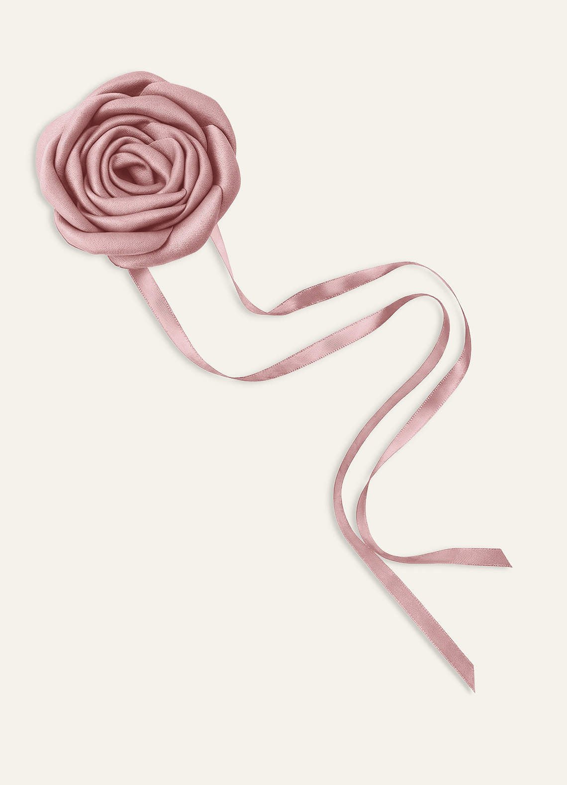 Matching Color Matte Satin Rose Flower Rope Necklace — Dusty Rose — 图 17/124