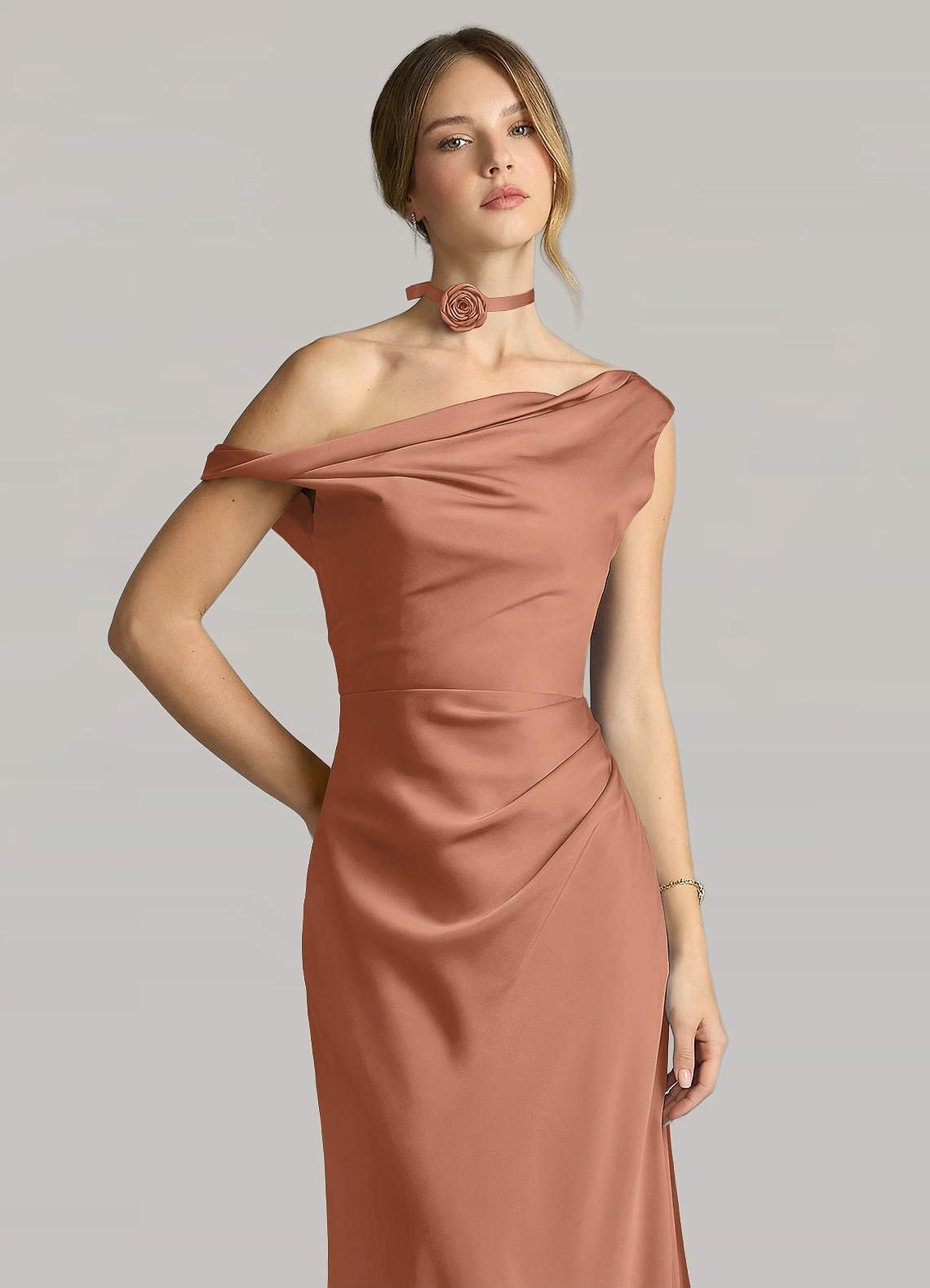Matching Color Matte Satin Rose Flower Rope Necklace — Bronzer — 图 60/124