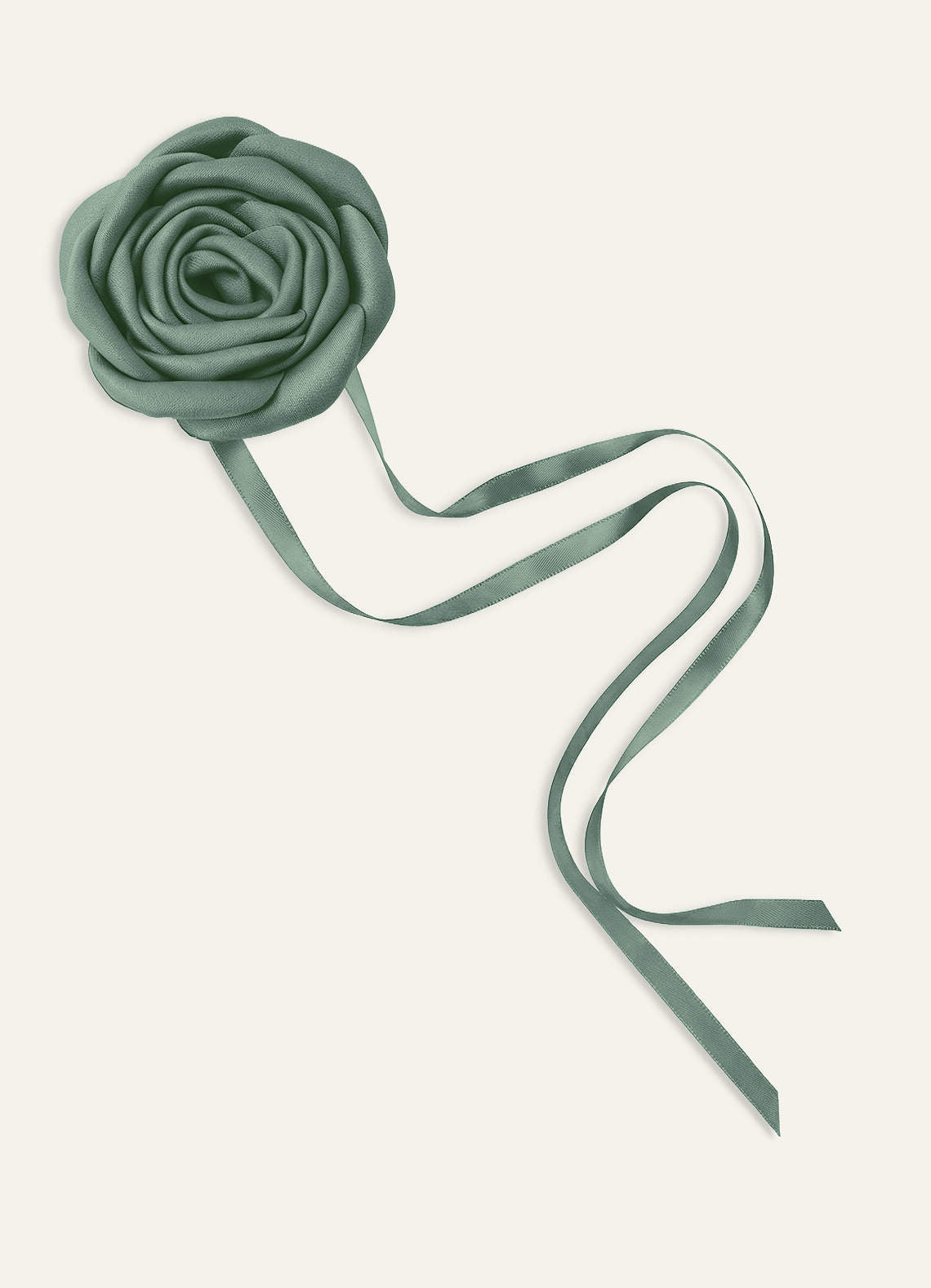 Matching Color Matte Satin Rose Flower Rope Necklace — eucalyptus — 图 4/124