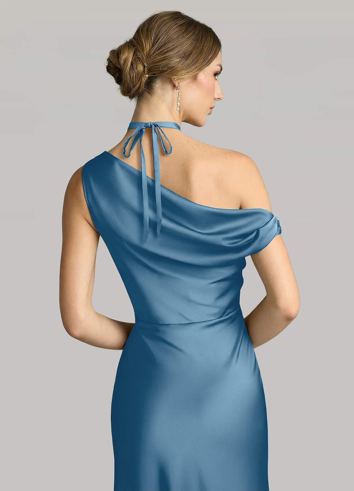 Matching Color Matte Satin Rose Flower Rope Necklace — Steel Blue — 图 105/124