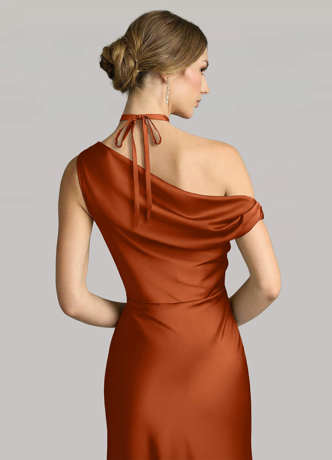 Matching Color Matte Satin Rose Flower Rope Necklace — Burnt Orange — 图 121/124