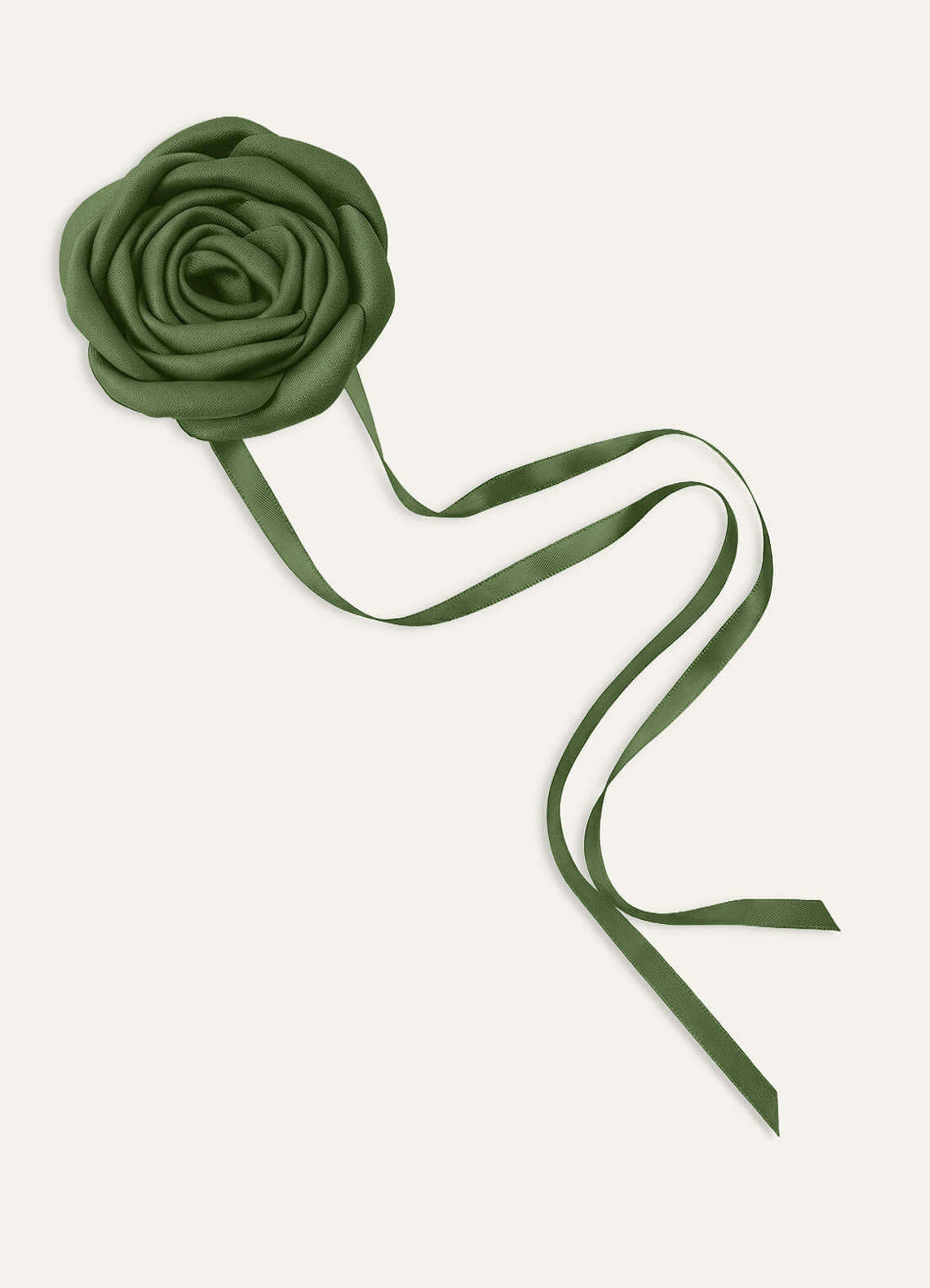 Matching Color Matte Satin Rose Flower Rope Necklace — Olive — 图 6/124