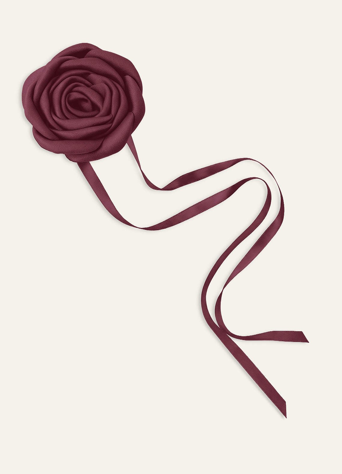 Matching Color Matte Satin Rose Flower Rope Necklace — Cabernet — 图 25/124