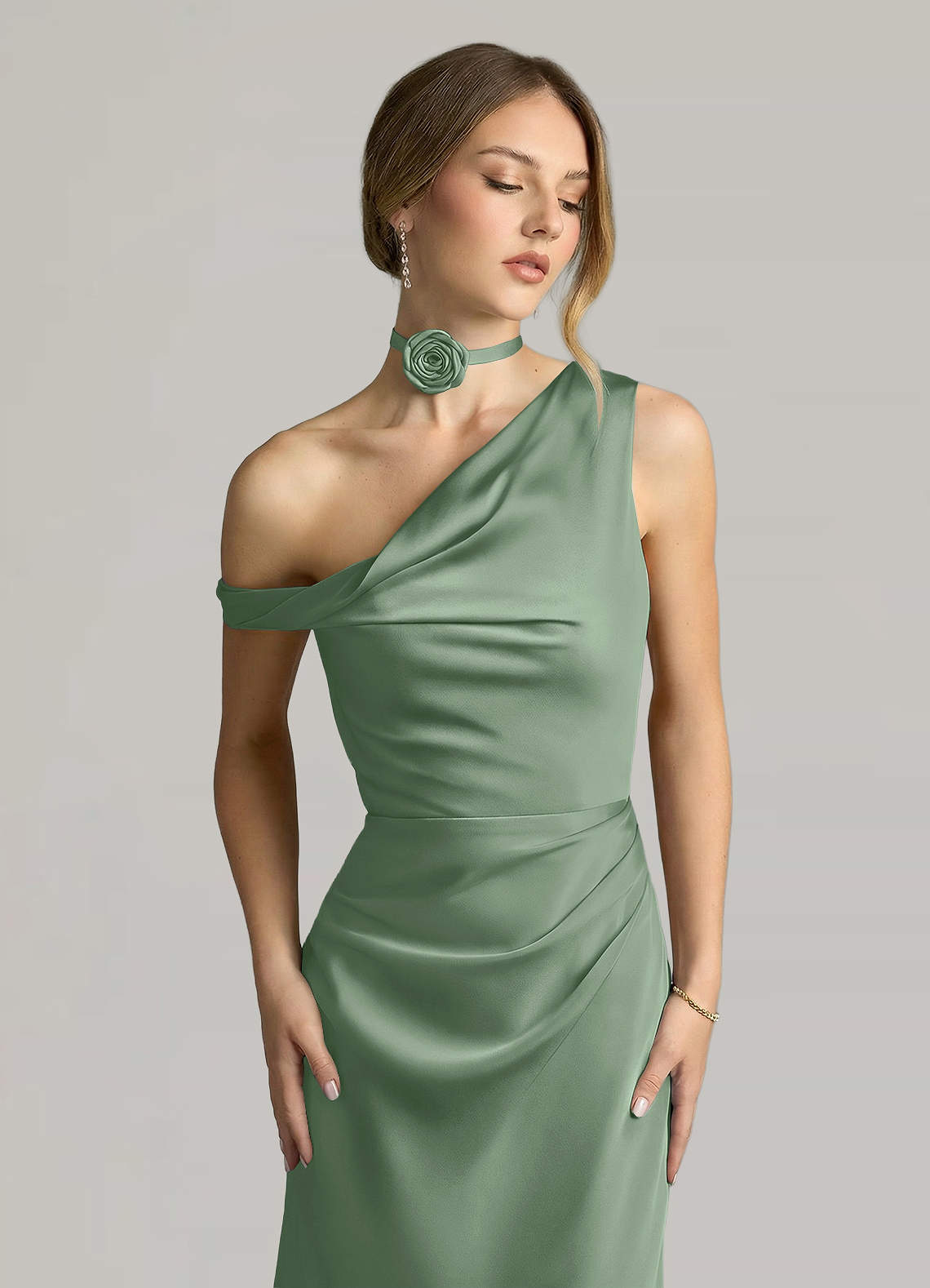 Matching Color Matte Satin Rose Flower Rope Necklace — matcha — 图 65/124