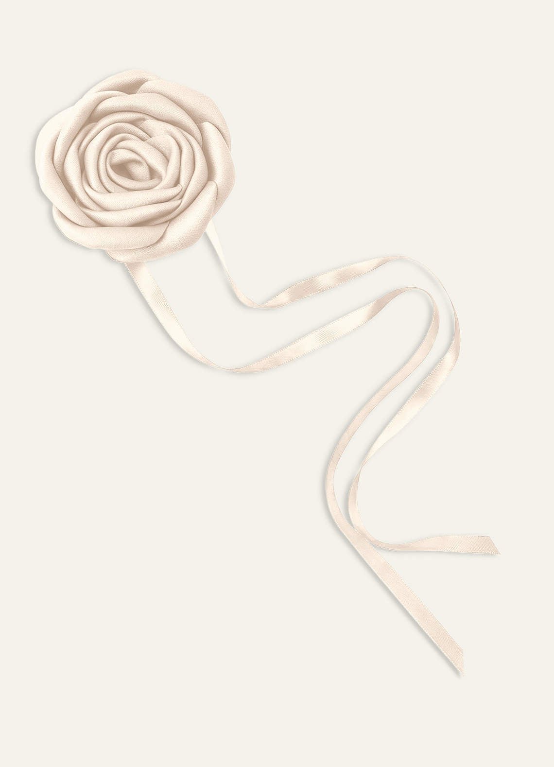 Matching Color Matte Satin Rose Flower Rope Necklace — White Alabaster — 图 30/124