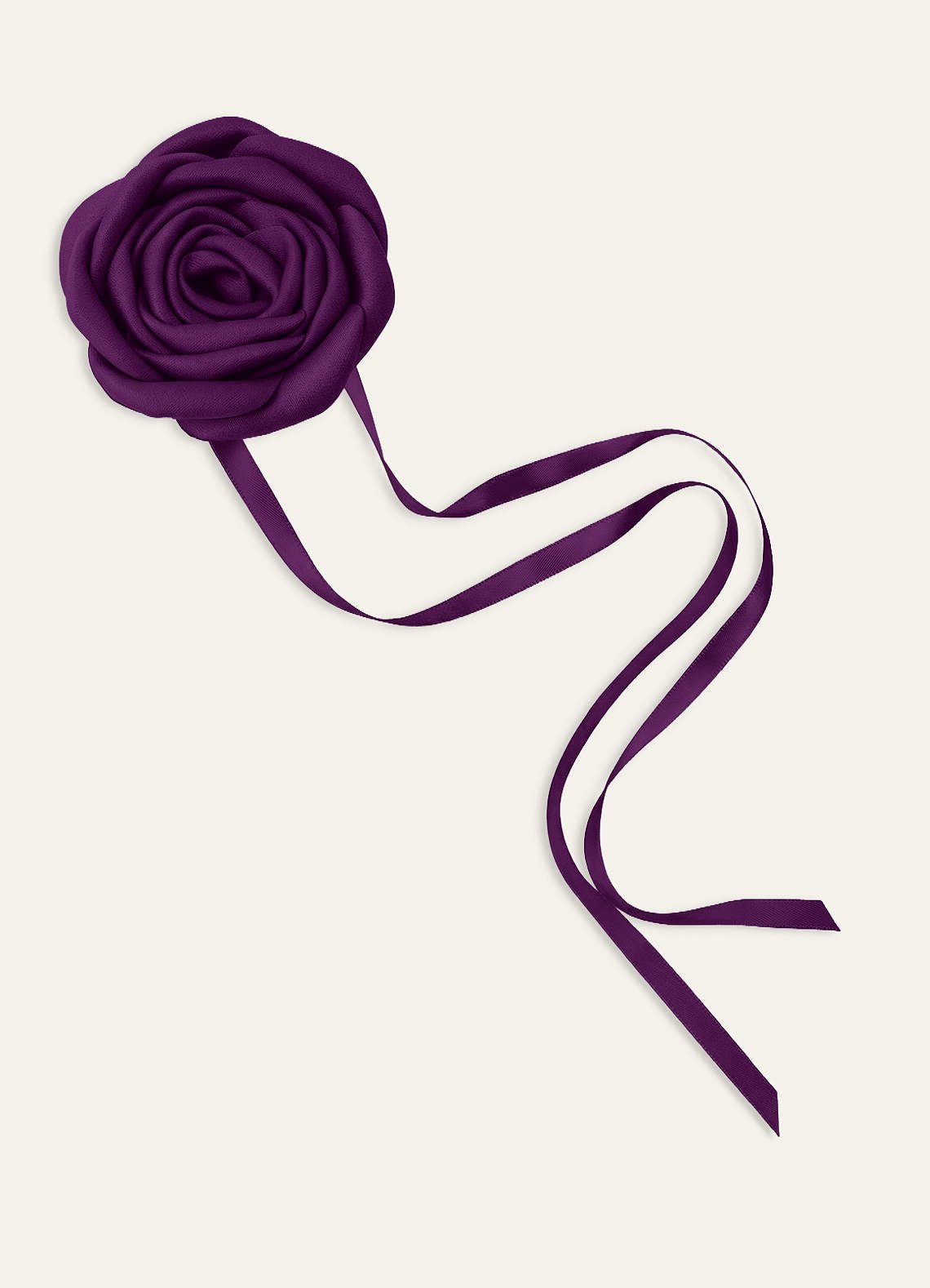 Matching Color Matte Satin Rose Flower Rope Necklace — Grape — 图 21/124