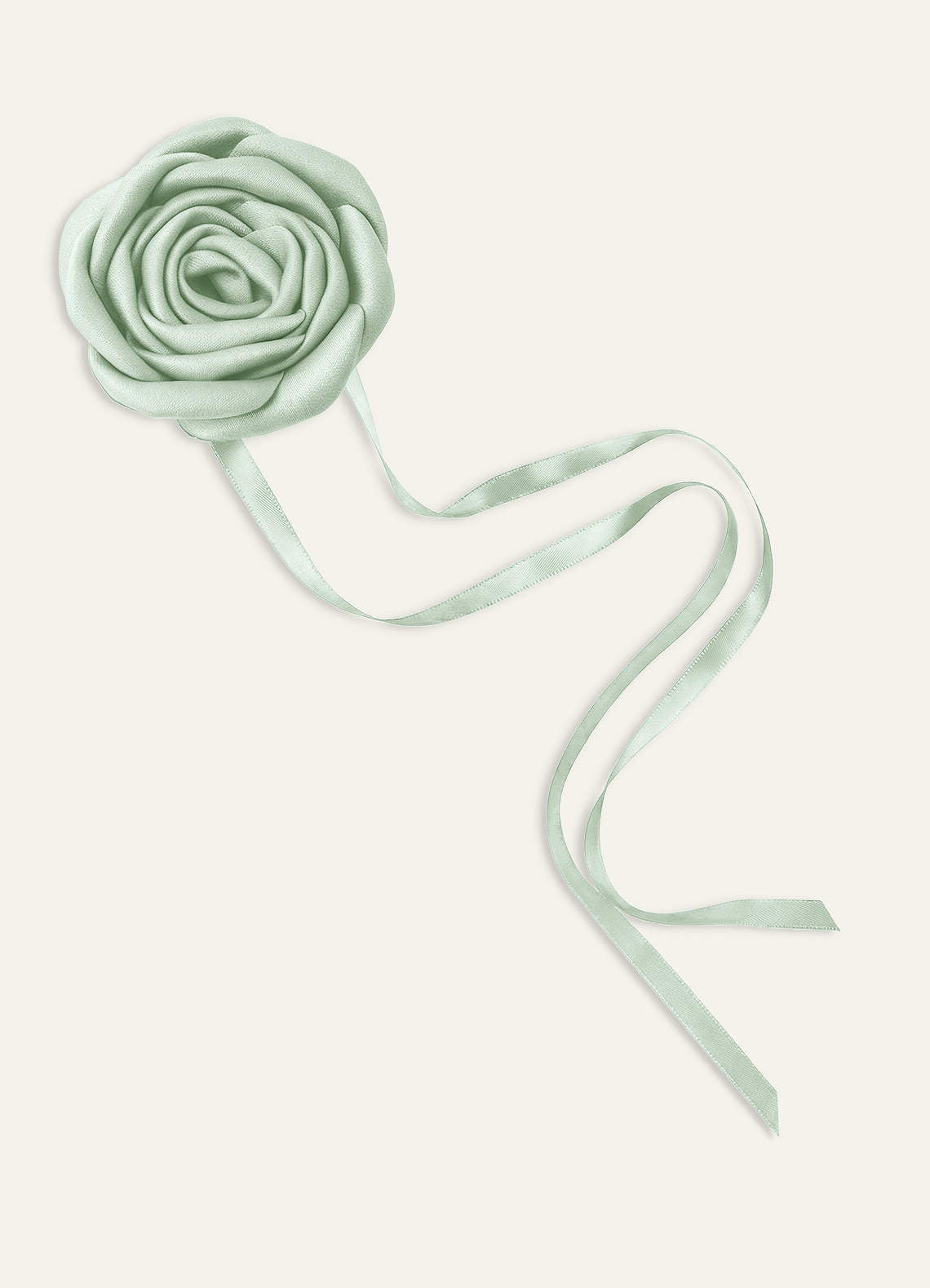 Matching Color Matte Satin Rose Flower Rope Necklace — Agave — 图 2/124