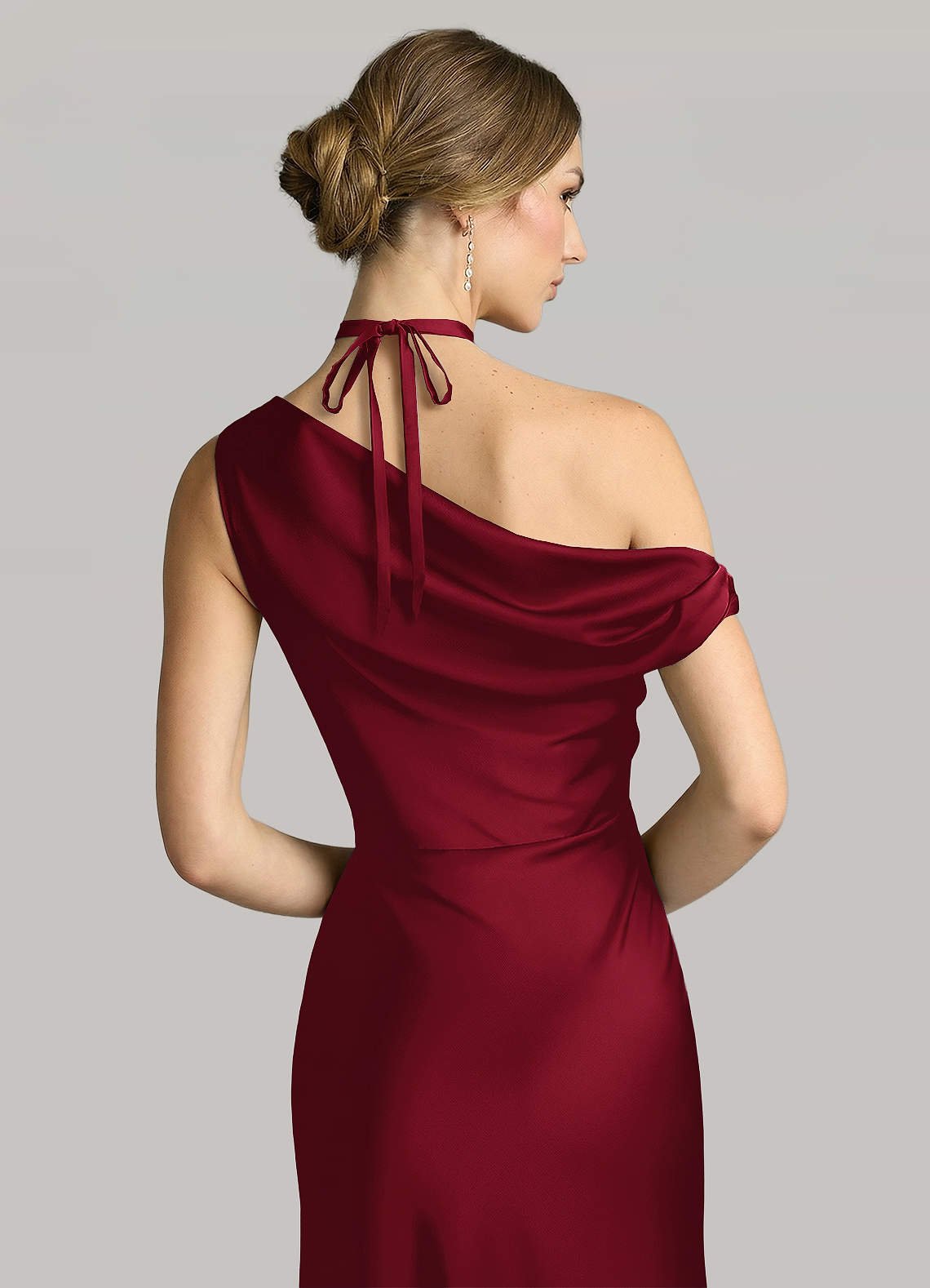 Matching Color Matte Satin Rose Flower Rope Necklace — Burgundy — 图 117/124