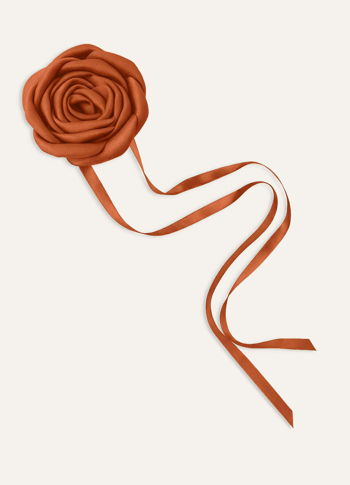 Matching Color Matte Satin Rose Flower Rope Necklace — Burnt Orange — 图 28/124