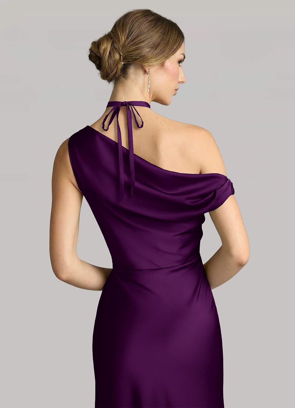 Matching Color Matte Satin Rose Flower Rope Necklace — Grape — 图 114/124