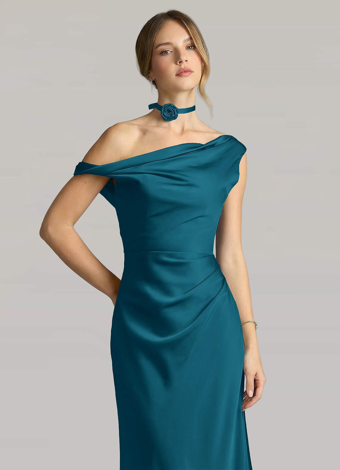 Matching Color Matte Satin Rose Flower Rope Necklace — Ink Blue — 图 45/124
