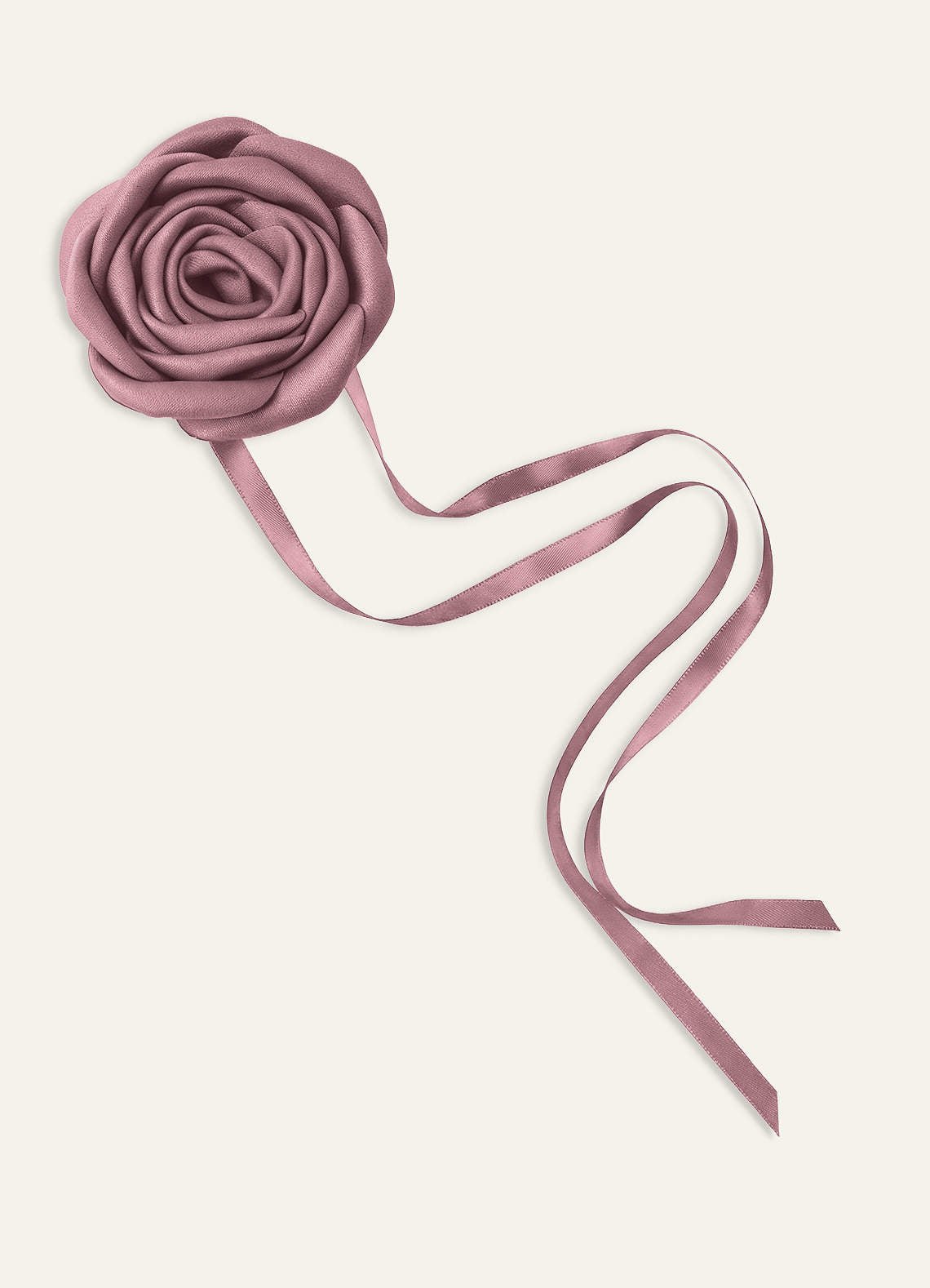 Matching Color Matte Satin Rose Flower Rope Necklace — Vintage Mauve — 图 20/124