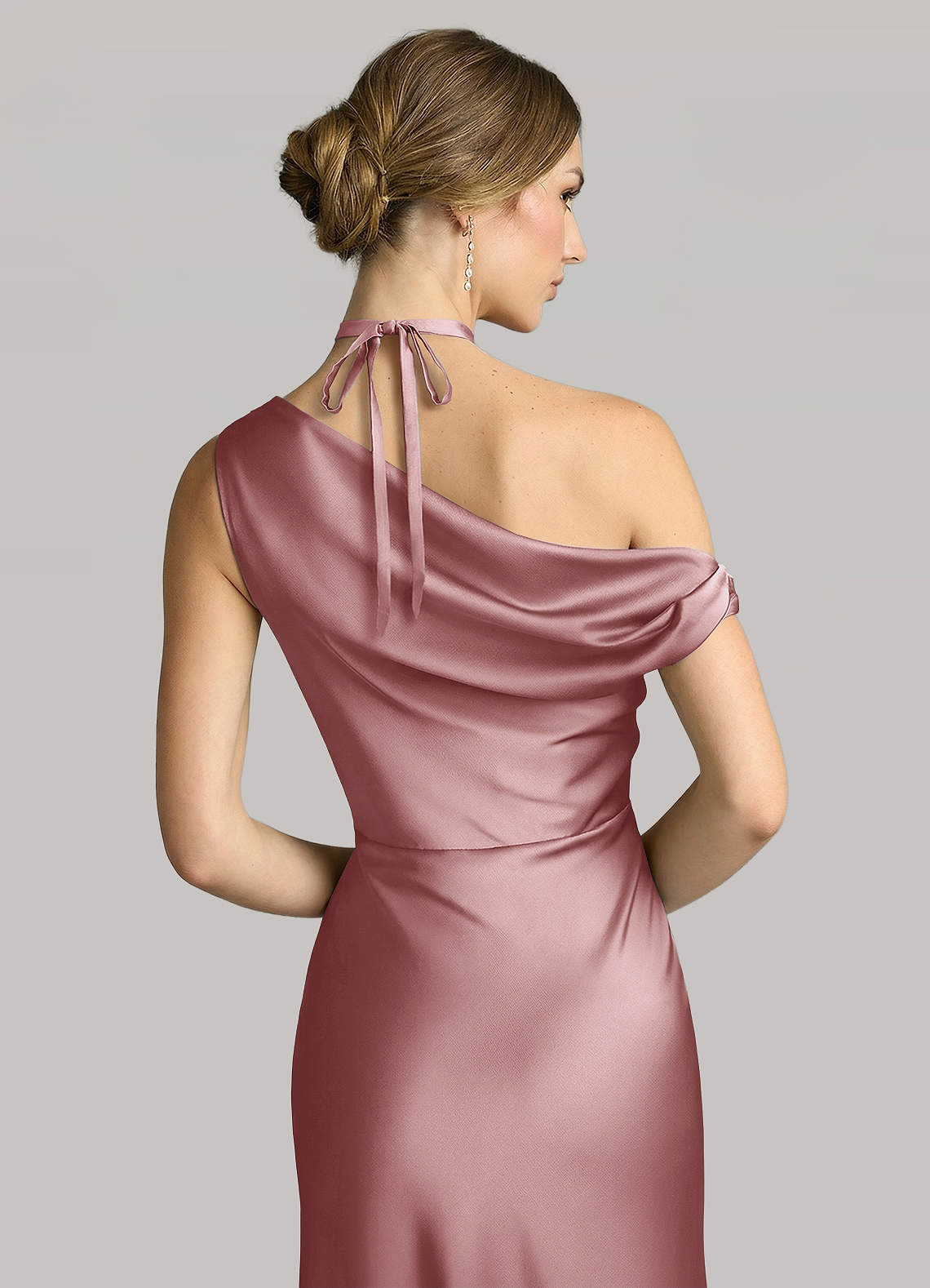 Matching Color Matte Satin Rose Flower Rope Necklace — Dusty Rose — 图 110/124