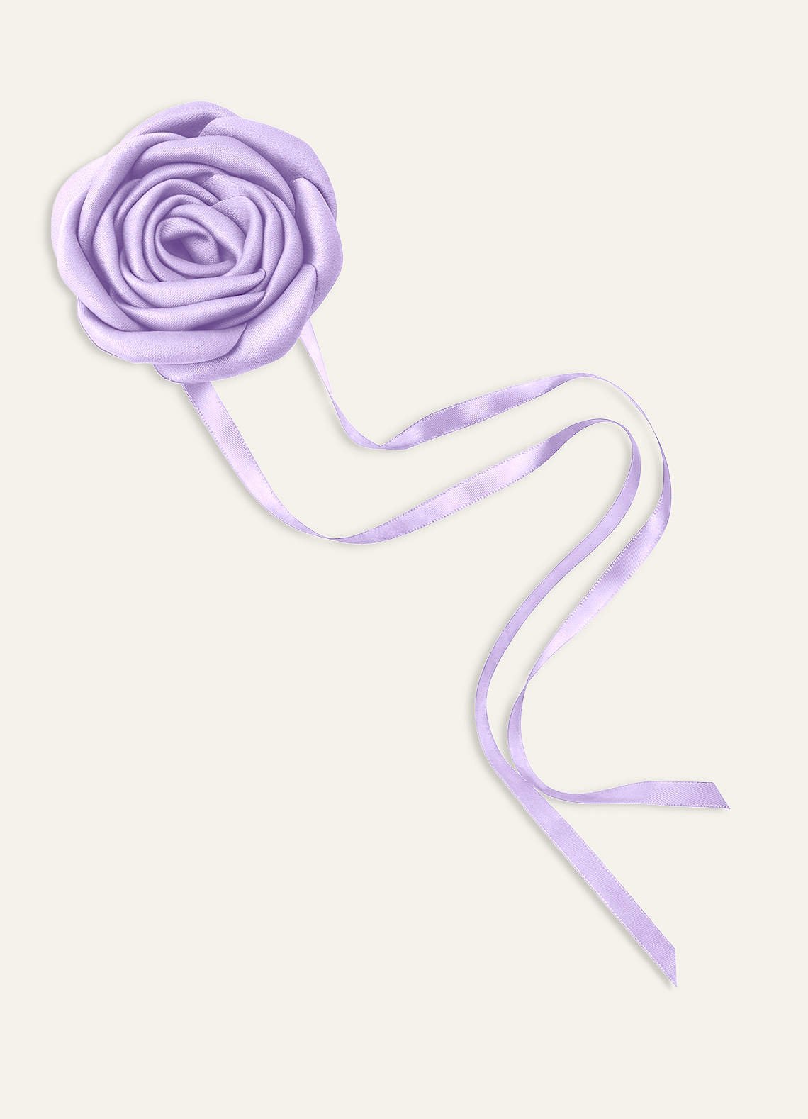 Matching Color Matte Satin Rose Flower Rope Necklace — Lilac — 图 19/124