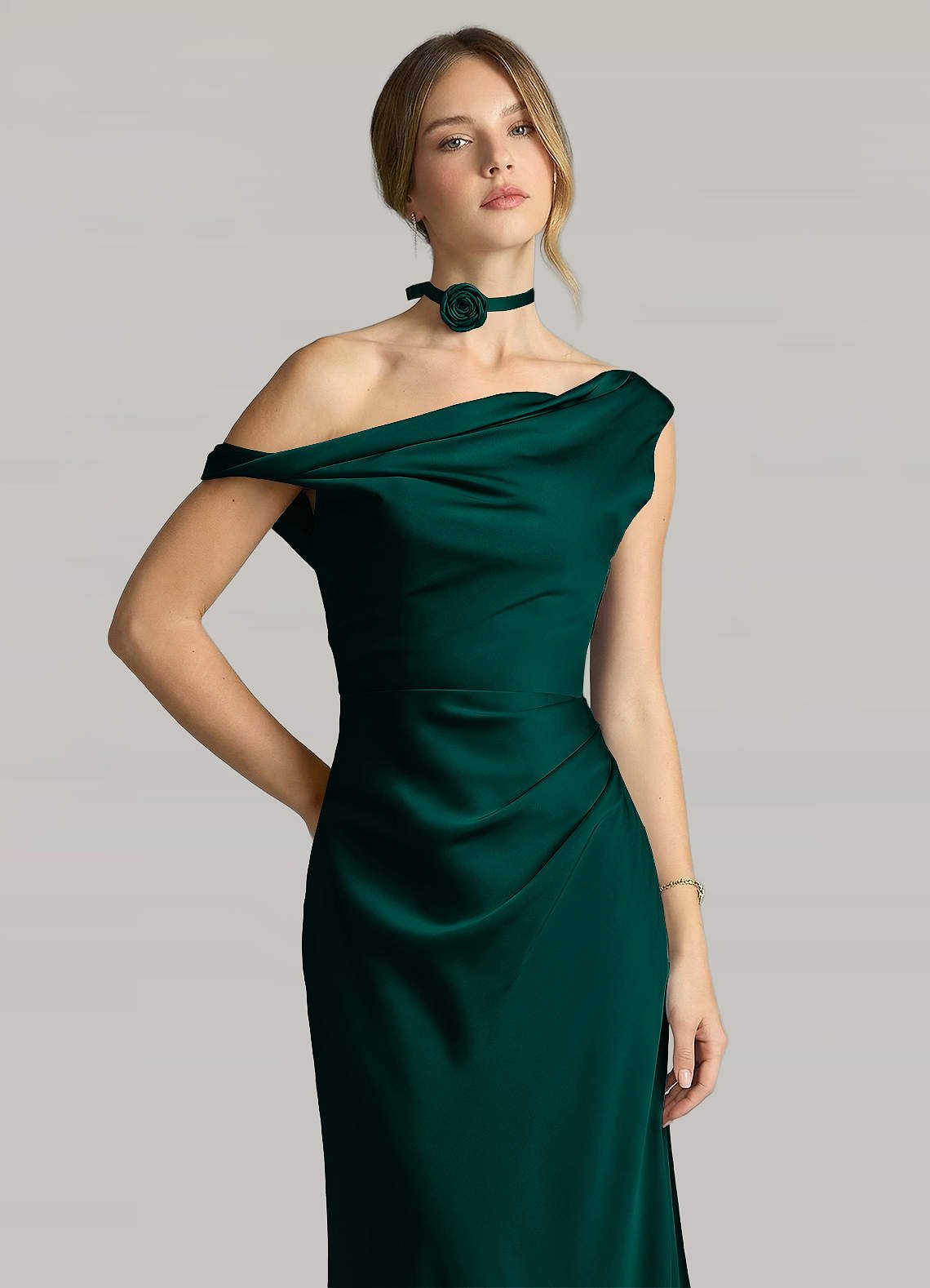 Matching Color Matte Satin Rose Flower Rope Necklace — Pine — 图 40/124