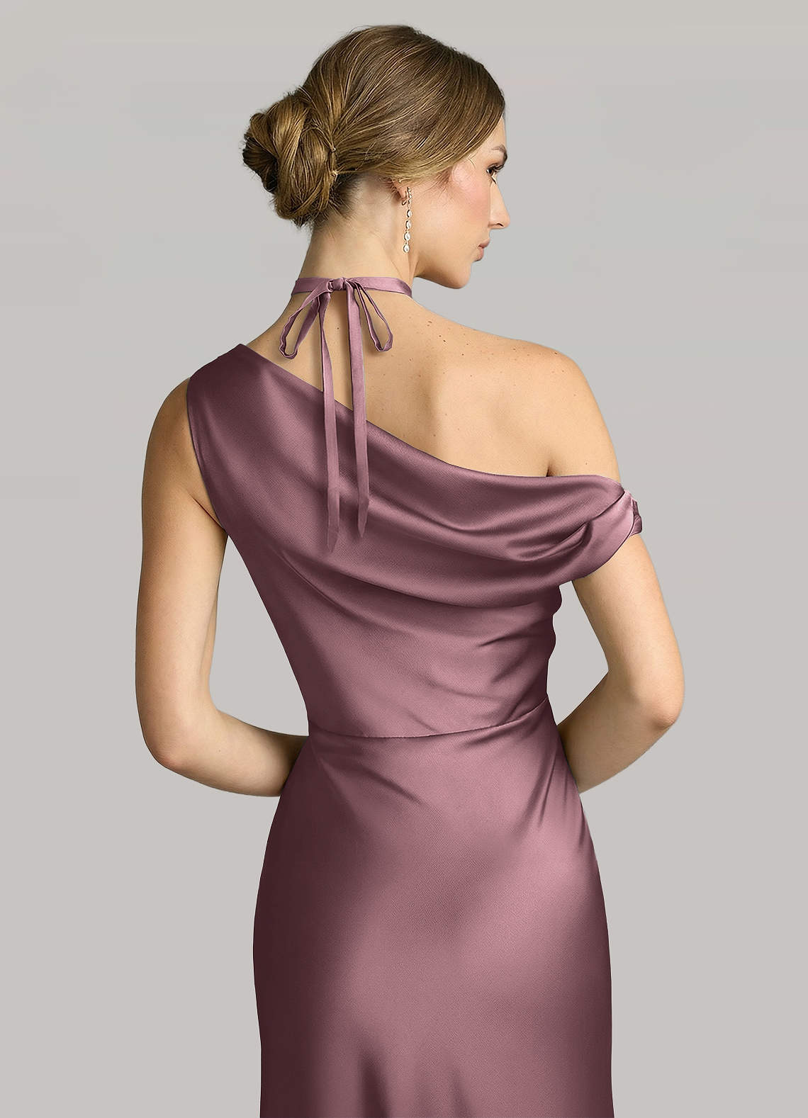 Matching Color Matte Satin Rose Flower Rope Necklace — Vintage Mauve — 图 113/124