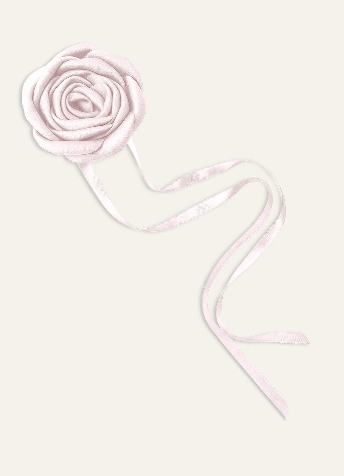 Matching Color Matte Satin Rose Flower Rope Necklace — Blushing Pink — 图 16/124