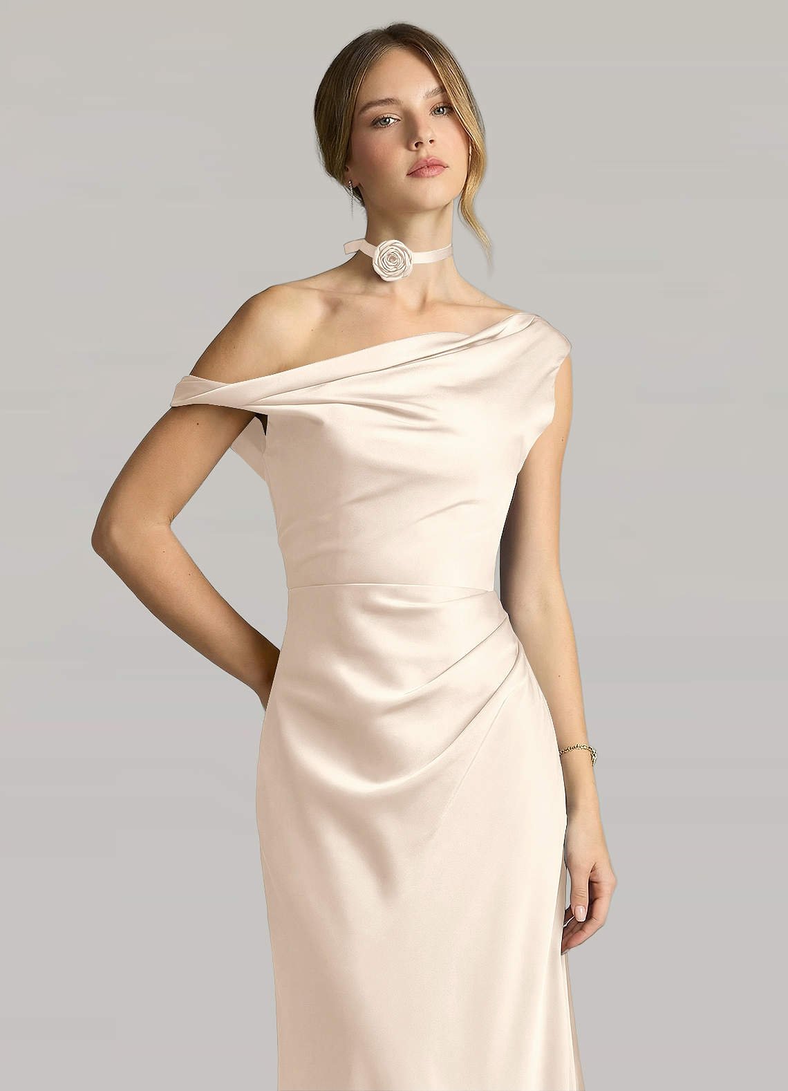Matching Color Matte Satin Rose Flower Rope Necklace — White Alabaster — 图 61/124