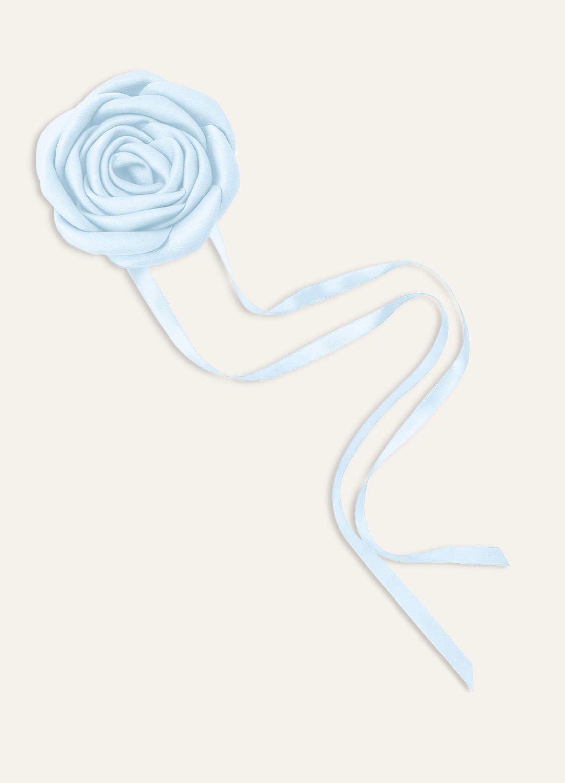 Matching Color Matte Satin Rose Flower Rope Necklace — Sky Blue — 图 11/124
