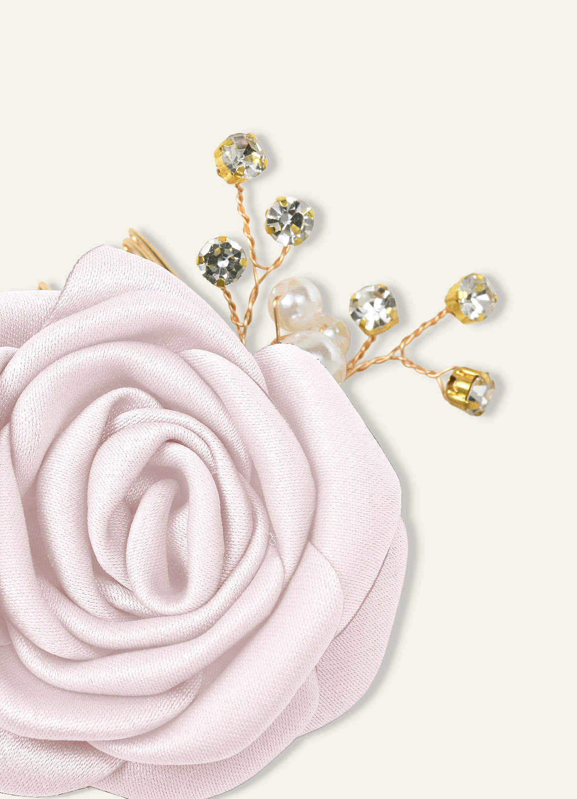 Matching Color Matte Satin Rose Hairpin Set — Blushing Pink — 图 145/244