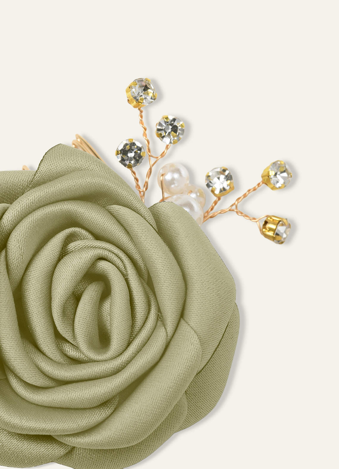 Matching Color Matte Satin Rose Hairpin Set — Moss Green — 图 124/244
