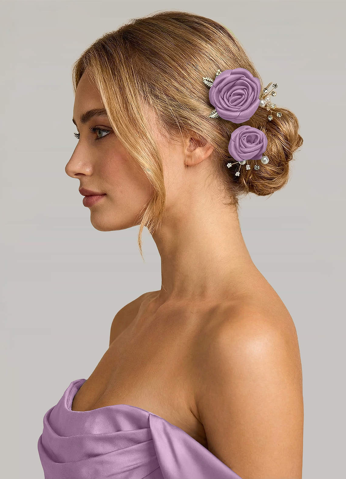 Matching Color Matte Satin Rose Hairpin Set — Wisteria — 图 217/244