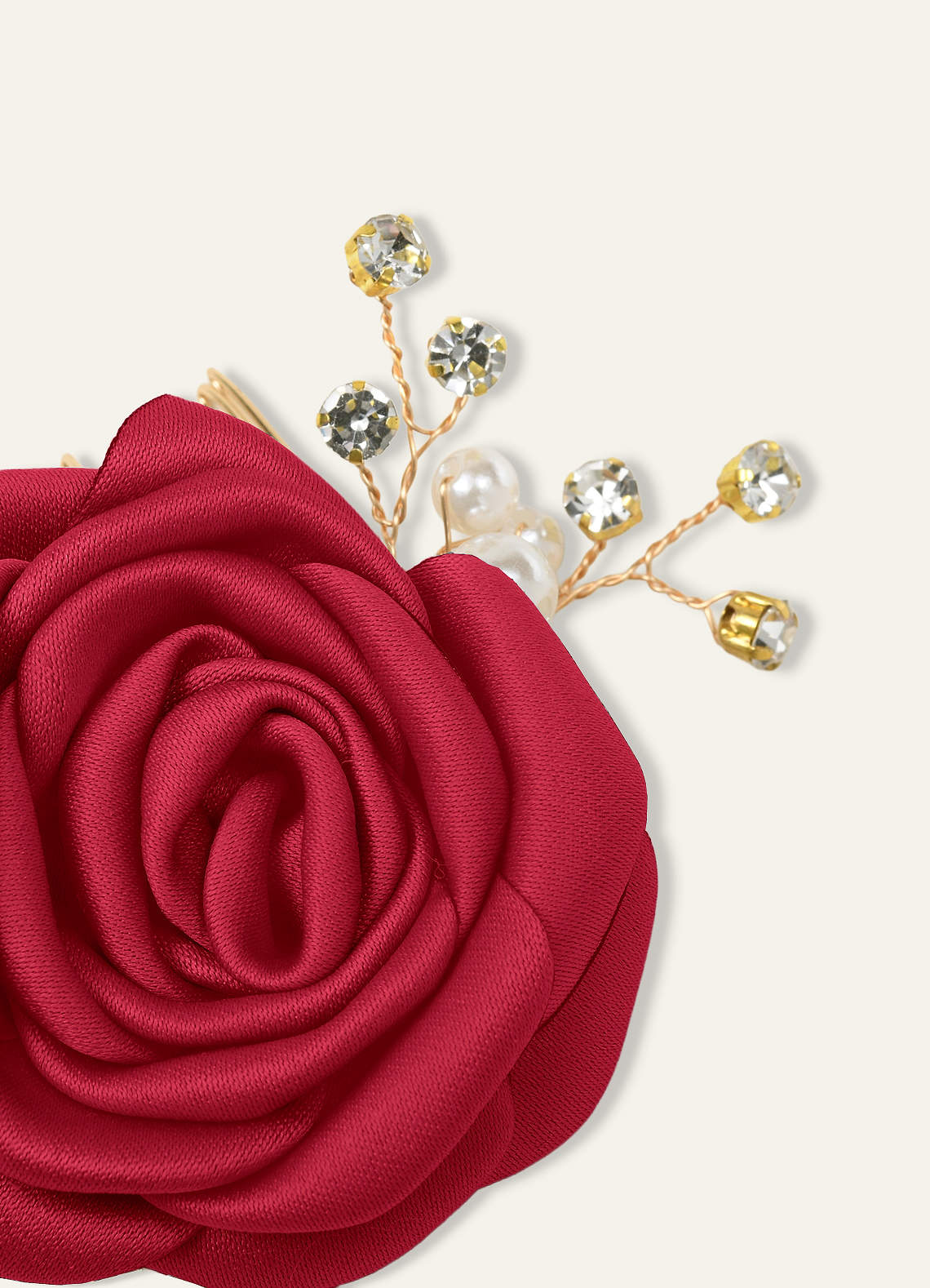 Matching Color Matte Satin Rose Hairpin Set — Scarlet — 图 168/244