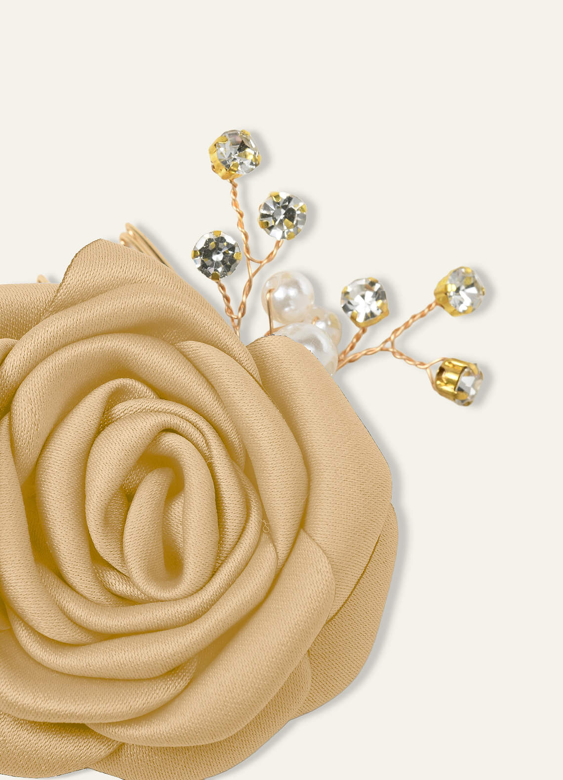 Matching Color Matte Satin Rose Hairpin Set — Gold — 图 176/244