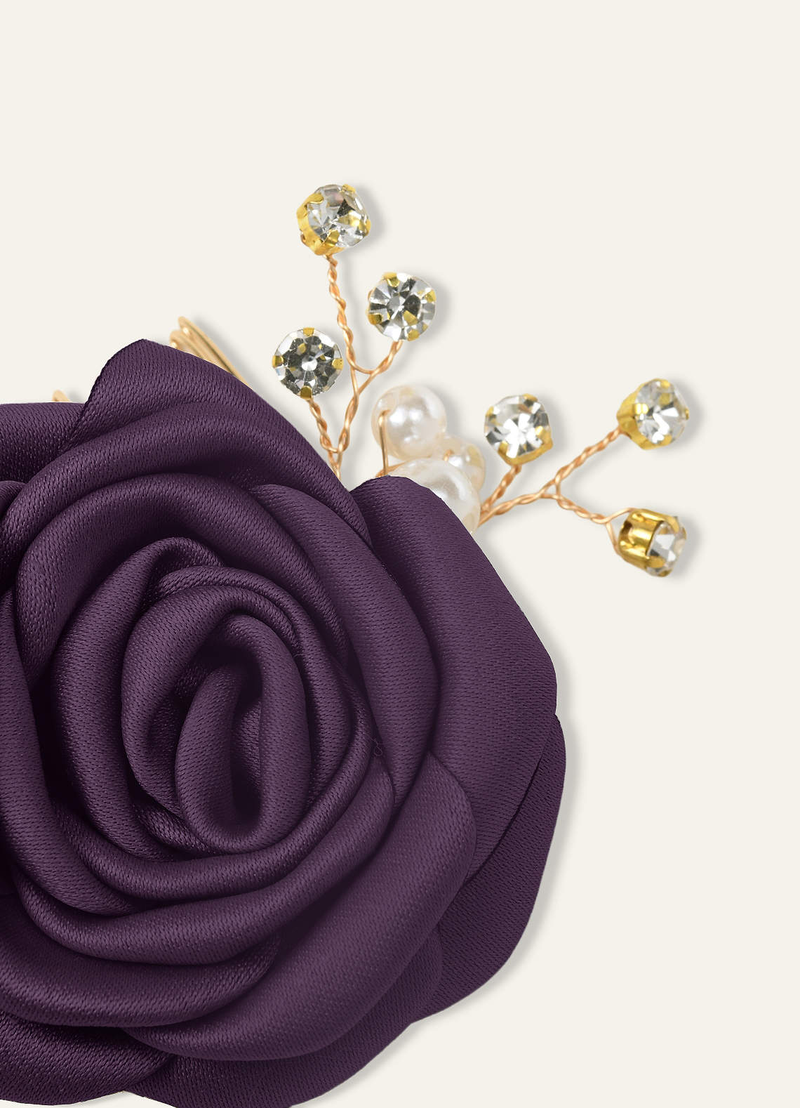 Matching Color Matte Satin Rose Hairpin Set — Plum — 图 163/244