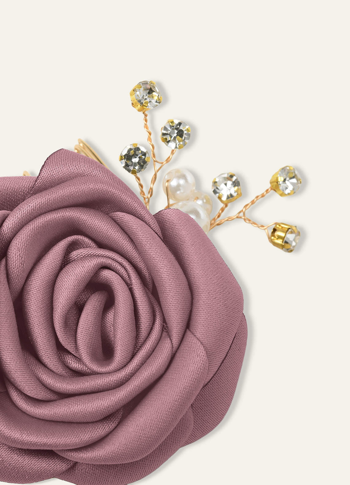 Matching Color Matte Satin Rose Hairpin Set — Vintage Mauve — 图 158/244