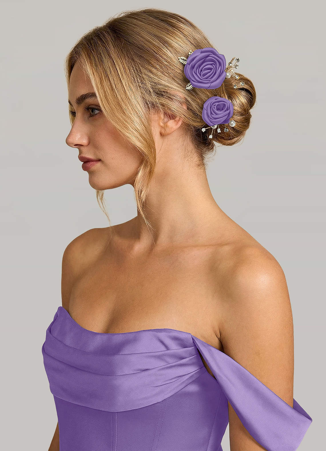Matching Color Matte Satin Rose Hairpin Set — Tahiti — 图 96/244