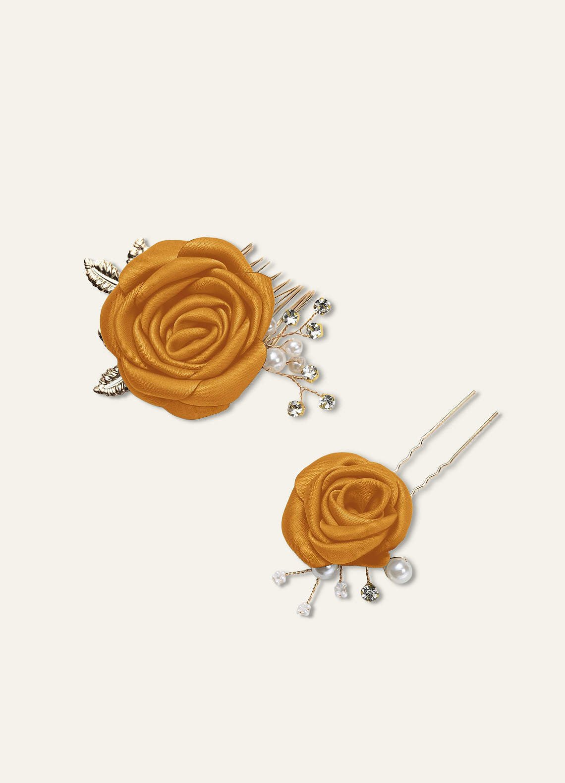 Matching Color Matte Satin Rose Hairpin Set — butterscotch — 图 55/244
