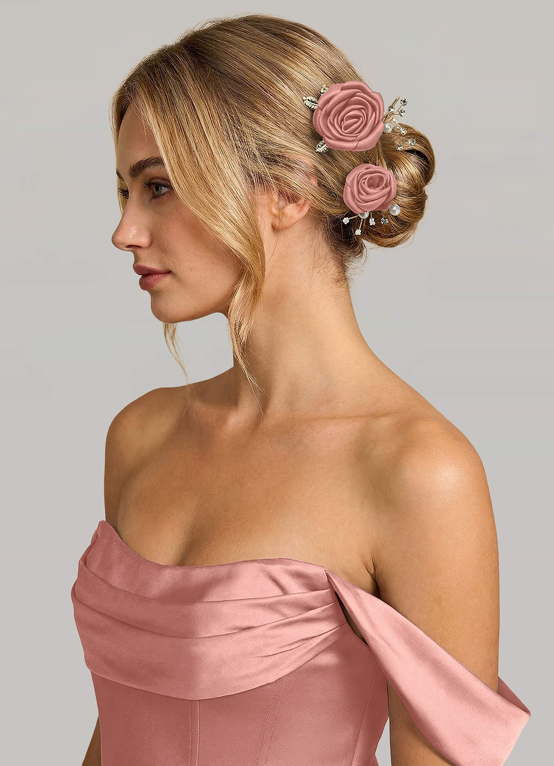 Matching Color Matte Satin Rose Hairpin Set — Rosette — 图 86/244