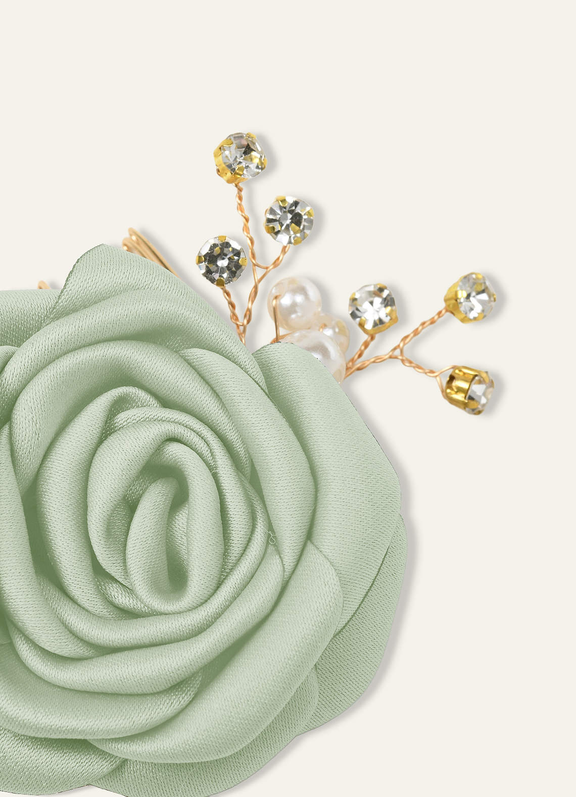Matching Color Matte Satin Rose Hairpin Set — Dusty Sage — 图 123/244