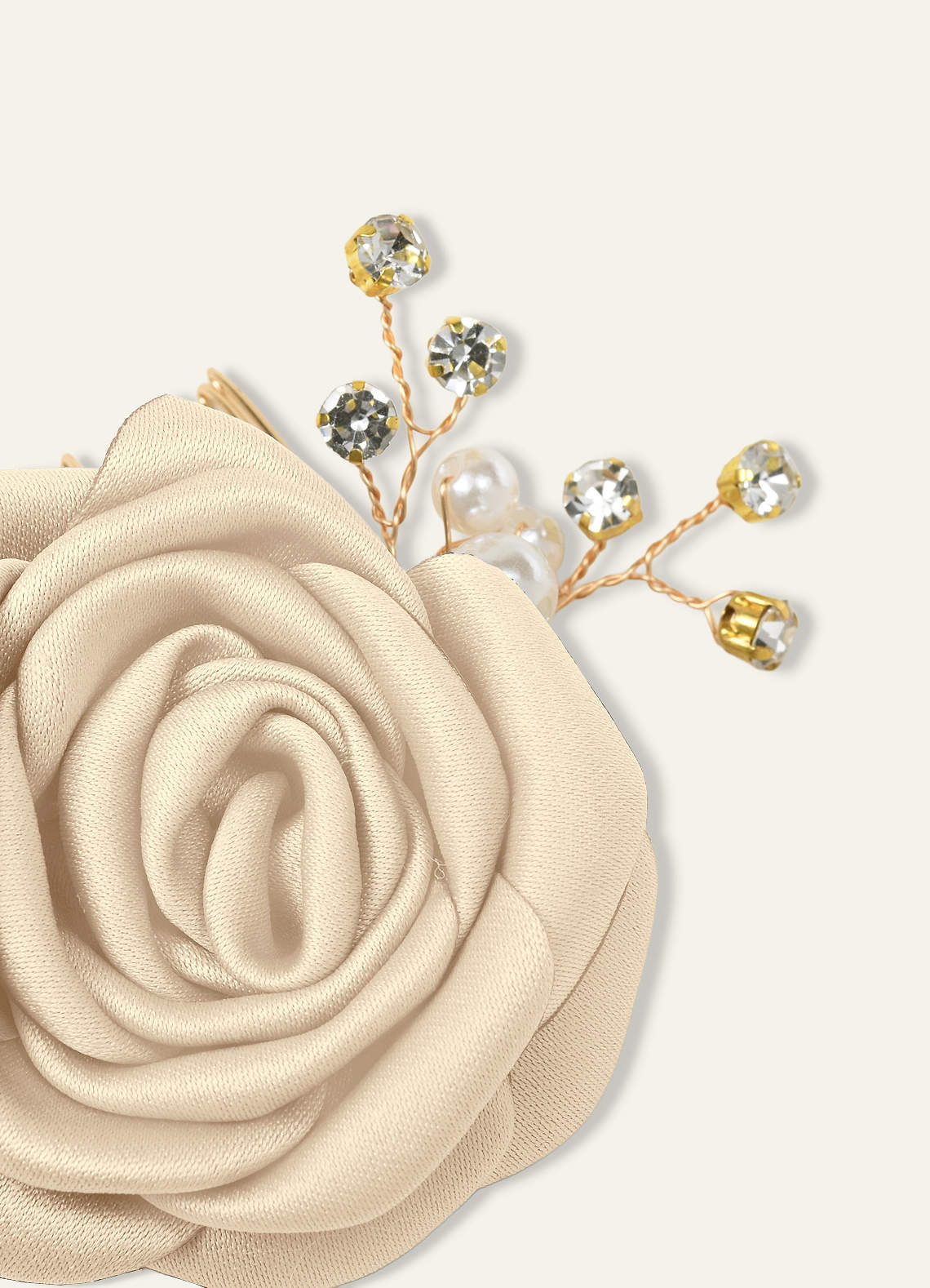 Matching Color Matte Satin Rose Hairpin Set — champagne — 图 179/244